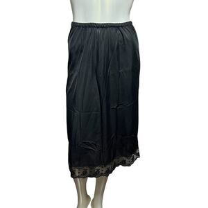Black Nylon Slip Skirt with Lace Trim Size Medium JCPenney